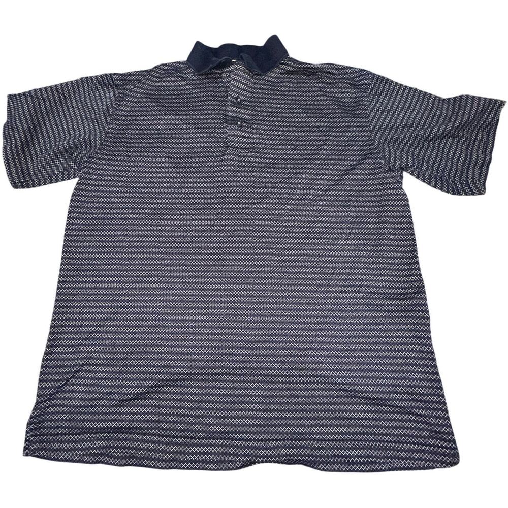 Gary Player Men Polo Shirt Size L Blue Purple 100% Cotton Moisture Wicking